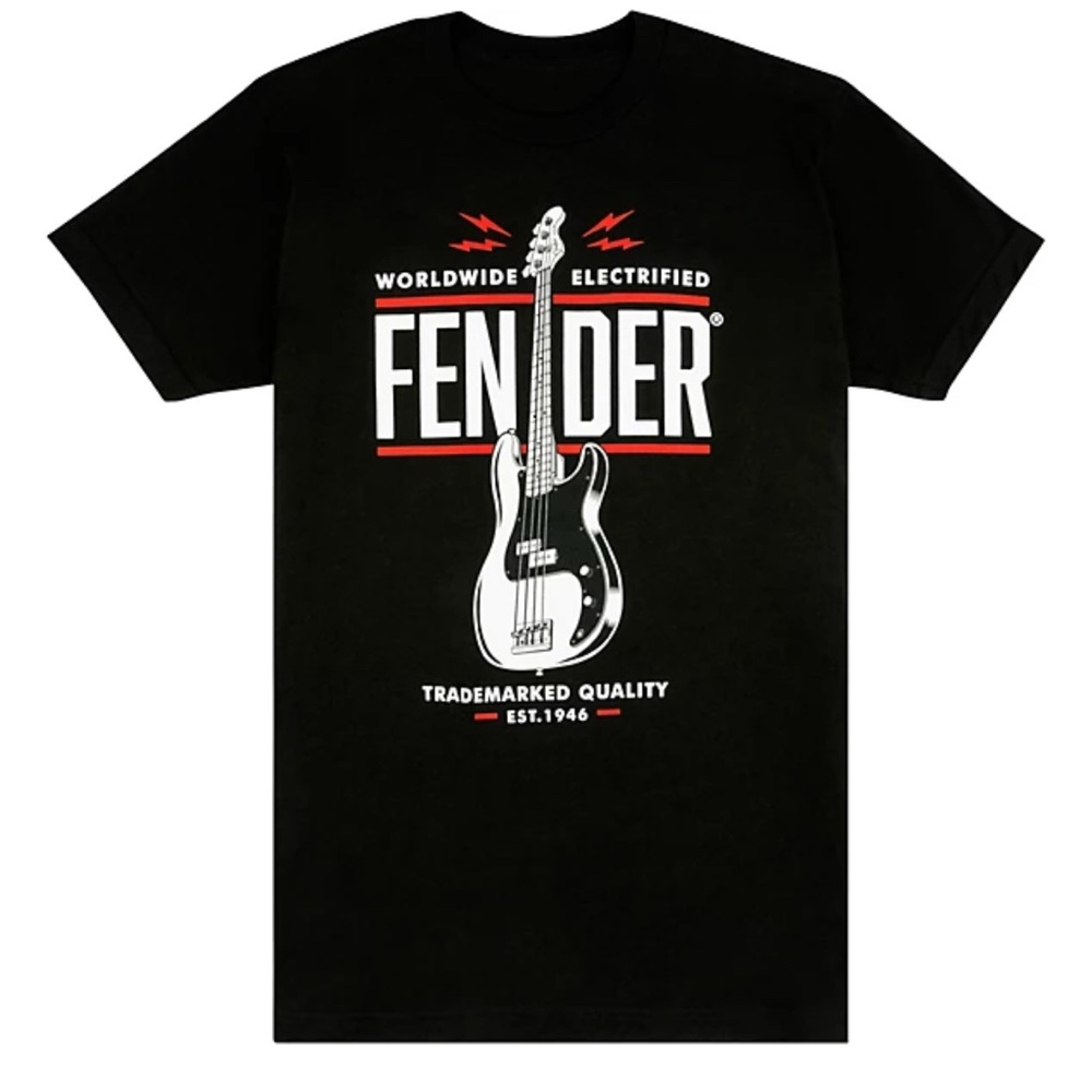 Fender Black Tee with Guitar Design